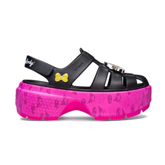 Crocs + Hello Kitty Kuromi My Melody Black Pink Stomp Sandals Size 10 - Picture 4 of 7